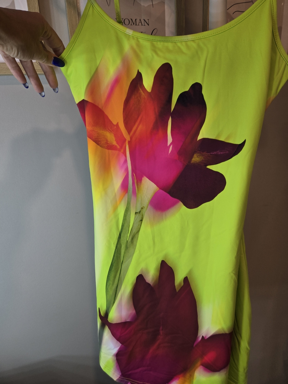 White Fox Boutique Neon Yellow Floral Slip Dress